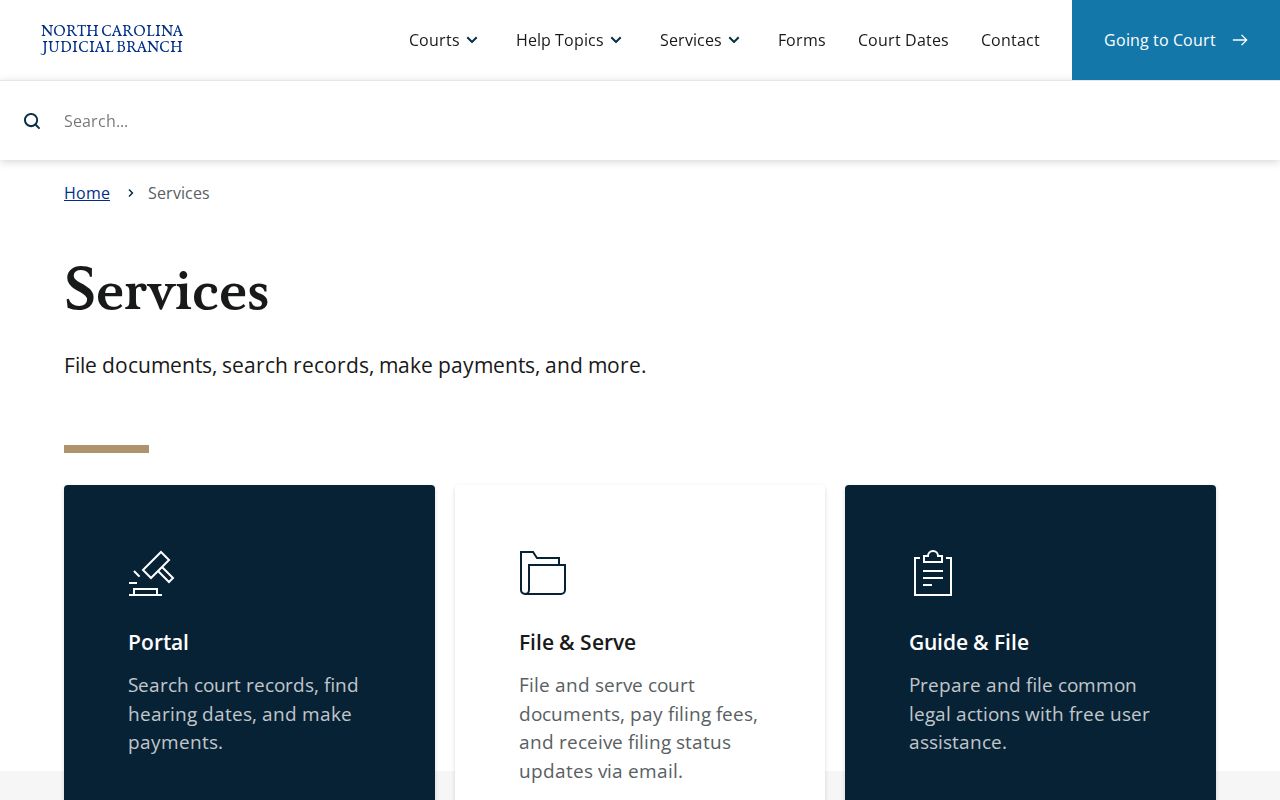 Goldsboro people search using the North Carolina eCourts entry