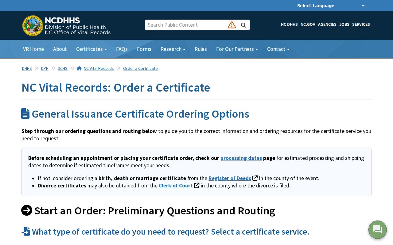 Goldsboro public records certificate ordering options from NC Vital Records